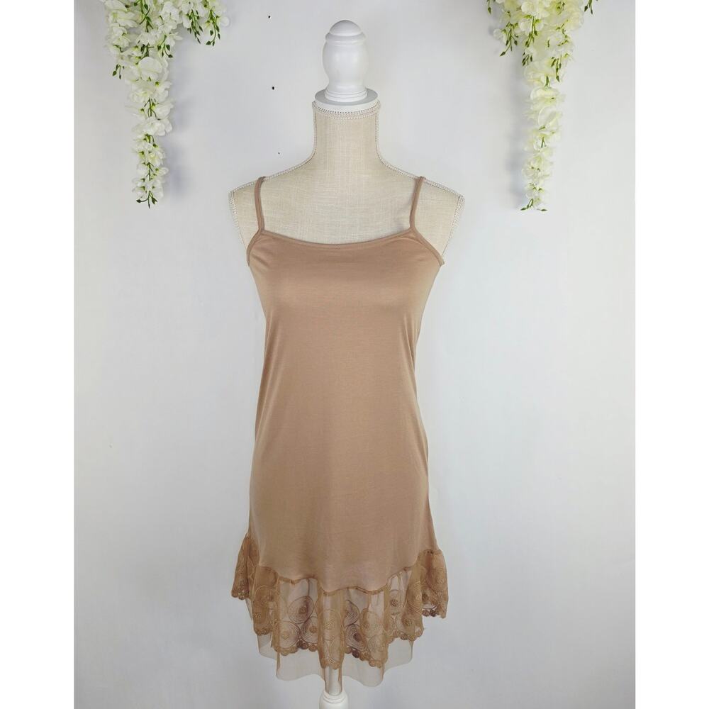 Altar’d State Lace Hem Slip Dress Small Tan Layering Slip Extender Boho Cottage - Picture 2 of 12